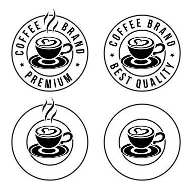 Coffee or Cappuccino Icon with Heart isolated on a White Background