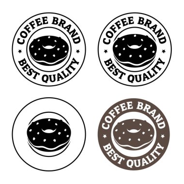 Round Doughnut or Donut Icon with Text isolated on a White Background