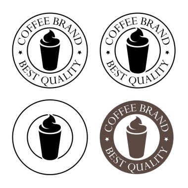 Iced Coffee Icon with Text isolated on a White Background