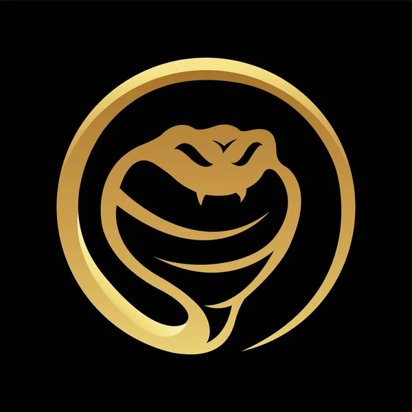 Ícone Serpente Brilhante Dourado Fundo Preto — Fotografia de Stock