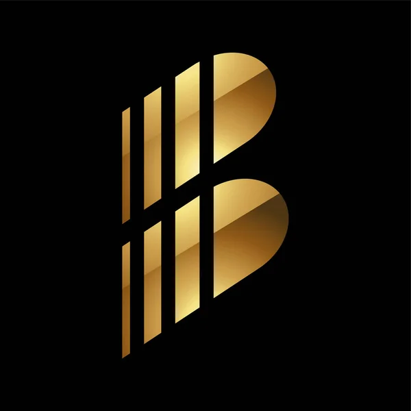 黑色背景上的金色字母B符号 图标5 — 图库照片