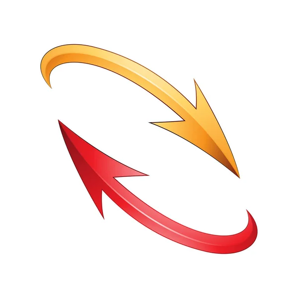 Illustration of Refresh or Recycle Arrows in Yellow and Red Colors isolated on a White Background