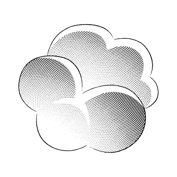 Illustration of Scratchboard Engraved Puffy Cloud isolated on a White Background
