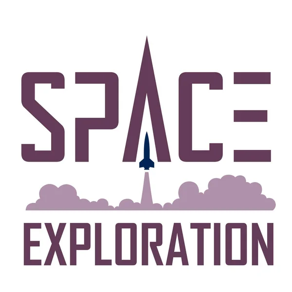 Illustration Space Exploration Logo Purple Text — 图库照片