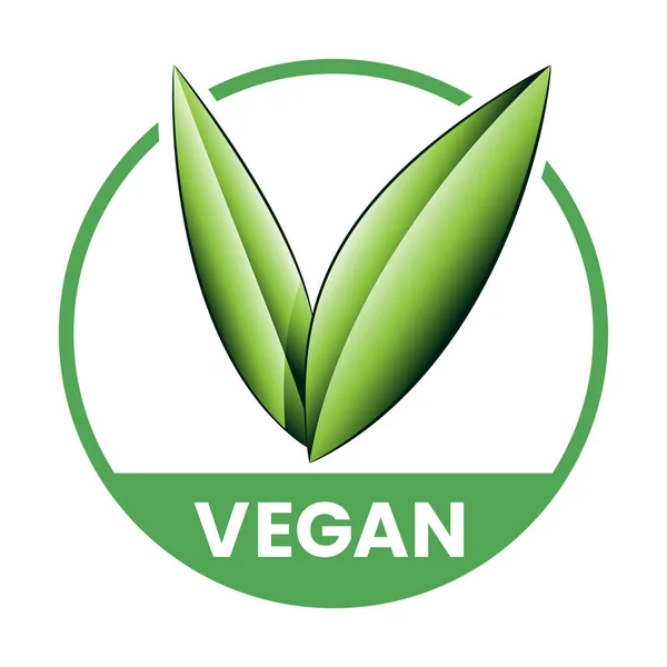 Icono Redondo Vegano Con Hojas Verdes Sombreadas Aisladas Sobre Fondo —  Fotos de Stock