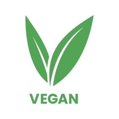 Yeşil Yapraklı Vegan Simgesi Beyaz Arkaplanda izole