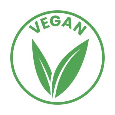Yeşil yapraklı Vegan Yuvarlak Simgesi Beyaz Arkaplanda izole
