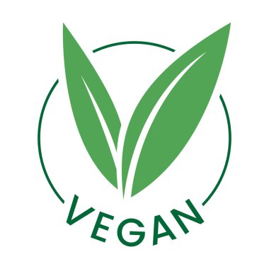 Yeşil yapraklı Vegan Yuvarlak Simgesi Beyaz Arkaplanda izole
