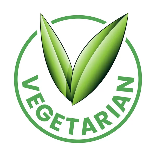 Icono Vegetariano Redondo Con Hojas Verdes Sombreadas Aisladas Sobre Fondo —  Fotos de Stock