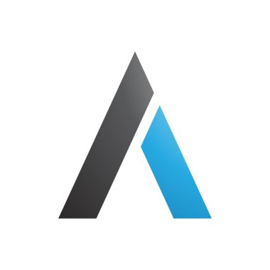 Beyaz Arkaplanda Siyah ve Mavi Trapezyum Şekillendirilmiş Bir Simge