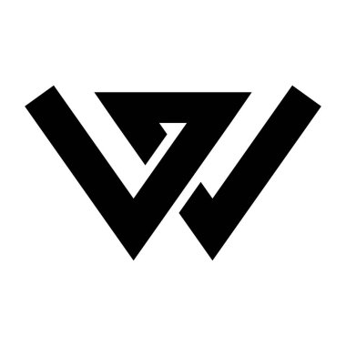 Beyaz Arkaplanda Kesişen Çizgilerle Siyah Harf W Simgesi