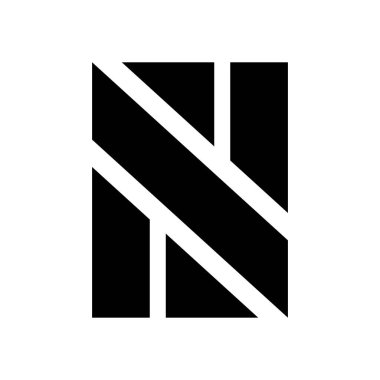 Beyaz Arkaplanda Siyah Dikdörtgen Şekilli Harf N Simgesi