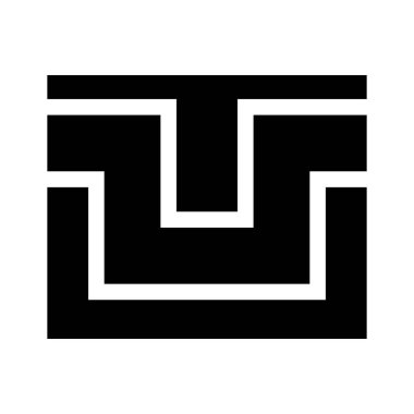 Beyaz Arkaplanda Siyah Dikdörtgen şekilli U Simgesi