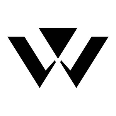 Siyah Üçgen şekilli Harf W Simgesi Beyaz Arkaplanda
