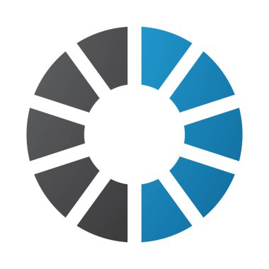 Beyaz Arkaplanda Mavi ve Siyah Çizgili Harf O Simgesi