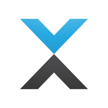 Beyaz Arkaplanda Mavi ve Siyah V şekilli X harfi Simgesi