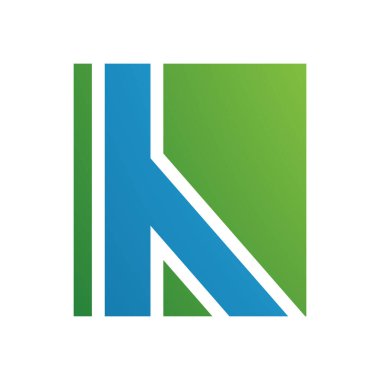 Beyaz Arkaplanda Düz Çizgileri Olan Mavi ve Yeşil Harf H Simgesi