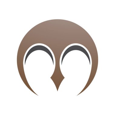 Beyaz arka planda sivri uçlu kahverengi ve siyah yuvarlak harfli M simgesi