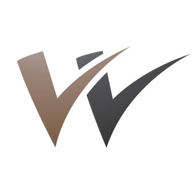 Kahverengi ve Siyah Kene şekilli Beyaz Arkaplanda W Simgesi