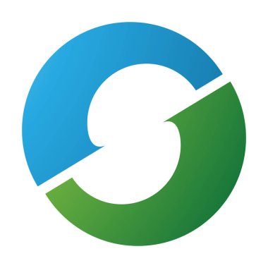 Yeşil ve Mavi Harf O Simgesi Ortadaki S Şekline sahip Beyaz Arkaplanda