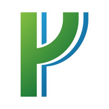 Beyaz Arkaplanda Yeşil ve Mavi Çizgili Harf Y Simgesi