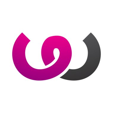 Magenta ve Kara Bahar Şekillendirilmiş Beyaz Arkaplanda W Simgesi