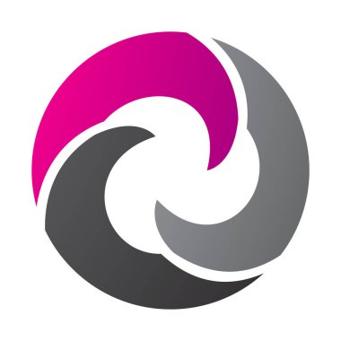 Magenta ve Kara Dalga Şeklinde Beyaz Arkaplanda O Simgesi
