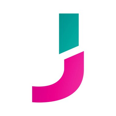 Magenta ve Yeşil Bölünmüş Harf J Simgesi Beyaz Arkaplanda
