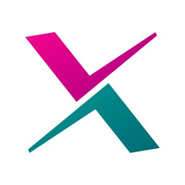Magenta ve Green Tick Şekilli Beyaz Arkaplan Üzerinde X Simgesi