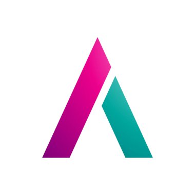 Magenta ve Pers Yeşil Trapezyum Beyaz Arkaplanda Bir Simge Harfleri