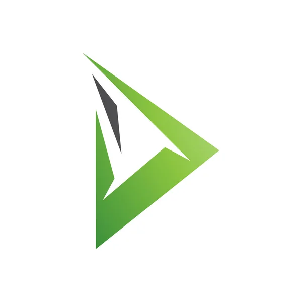 Черный Зеленый Шипы Треугольное Письмо Икона Белом Фоне — стоковый вектор