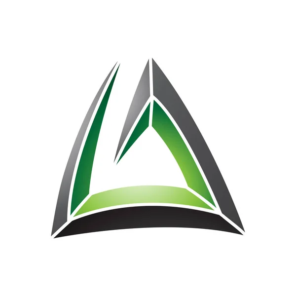 Černé Zelené Trojúhelníkové Spirálové Písmeno Ikona Bílém Pozadí — Stockový vektor