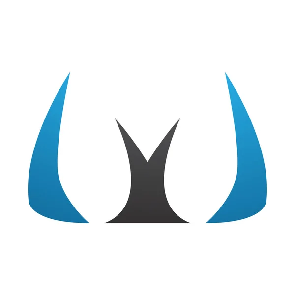 Blue Black Horn Shaped Letter Icon White Background — Stock Vector