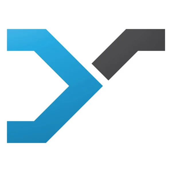 白色背景上的蓝色和黑色铁路交换机形状字母Y图标 — 图库矢量图片