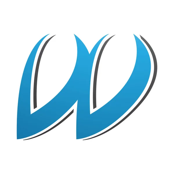 Blue Black Spiky Italic Shaped Letter Icon White Background — Stock Vector