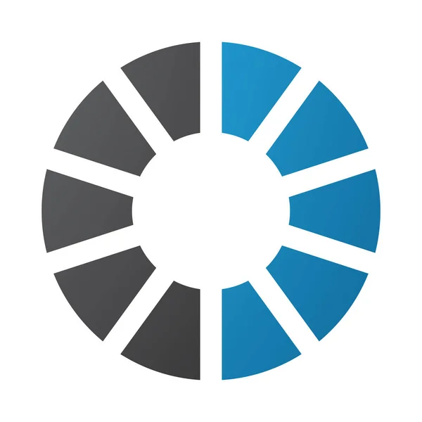 Blue Black Striped Letter Icon White Background — Stock Vector