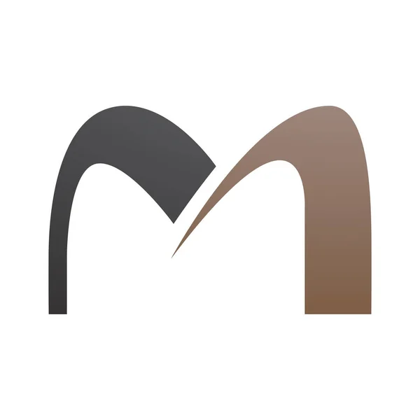 白色背景上的褐色和黑色拱形字母M图标 — 图库矢量图片