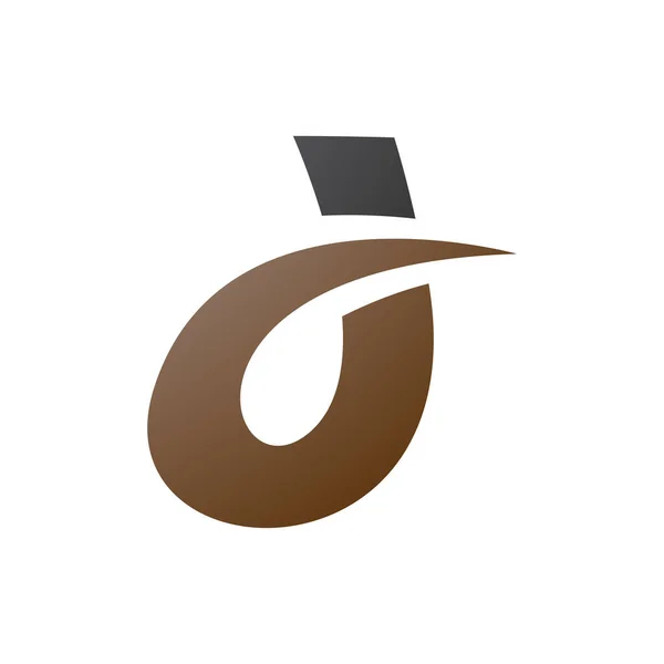 白色背景上的褐色和黑色曲线的斯派基字母D图标 — 图库矢量图片