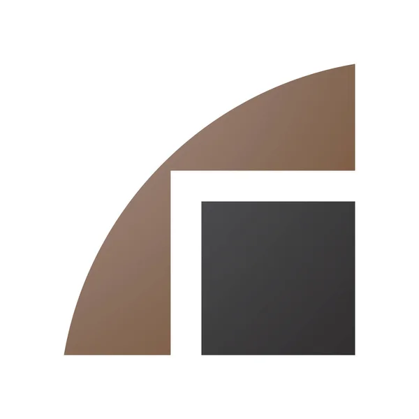白色背景上的褐色和黑色几何字母R图标 — 图库矢量图片