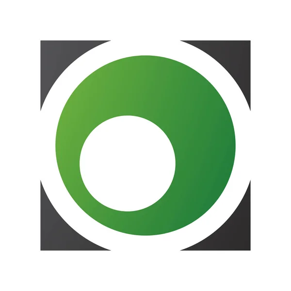 Grüner Und Schwarzer Quadratischer Buchstabe Auf Weißem Hintergrund — Stockvektor