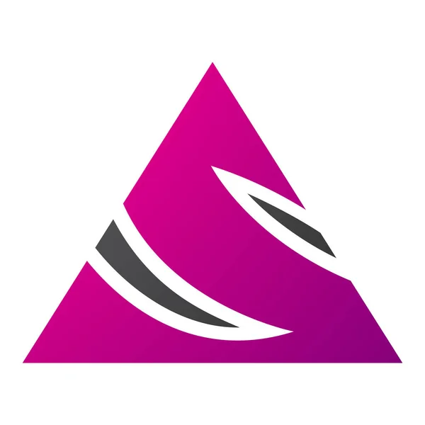 Икона Форме Пурпурного Черного Треугольников Белом Фоне — стоковый вектор
