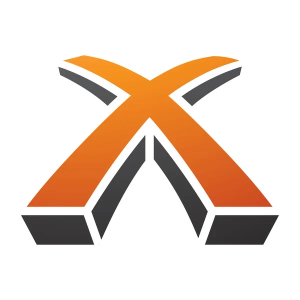 Orange Black Shaped Letter Icon White Background — Stock Vector