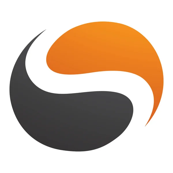 Πορτοκαλί Και Μαύρο Κύκλο Σχήμα Γράμματα Εικονίδιο Λευκό Φόντο — Διανυσματικό Αρχείο