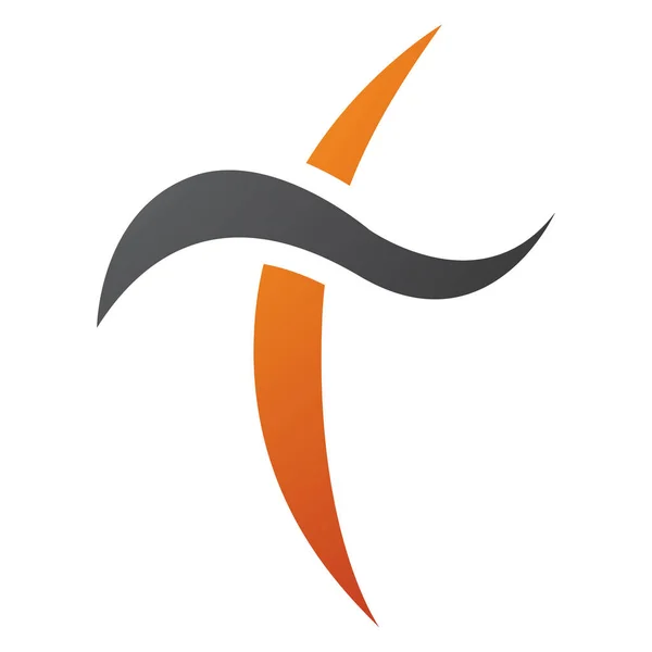 Πορτοκαλί Και Μαύρο Καμπυλωτό Ξίφος Σχήμα Επιστολής Εικονίδιο Λευκό Φόντο — Διανυσματικό Αρχείο