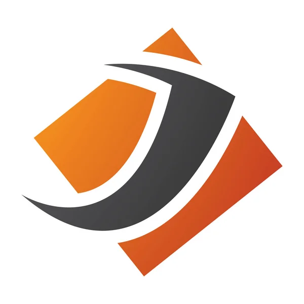 Πορτοκαλί Και Μαύρο Διαμάντι Τετράγωνο Γράμμα Εικονίδιο Λευκό Φόντο — Διανυσματικό Αρχείο