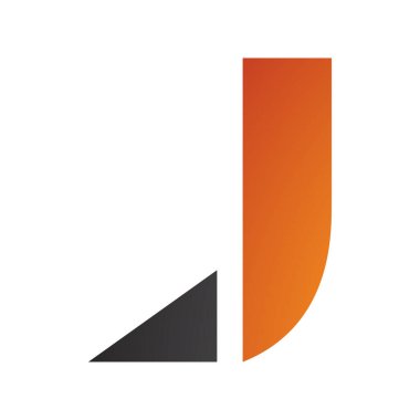 Beyaz arkaplanda üçgen uçlu Turuncu ve Siyah Harf J Simgesi