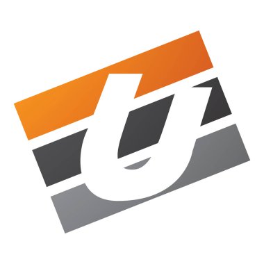 Beyaz Arkaplanda Turuncu ve Siyah Dikdörtgen şekilli U Simgesi