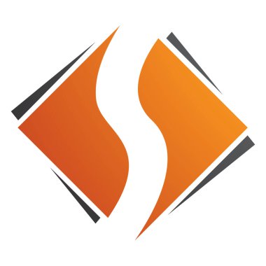 Turuncu ve Siyah Kare Elmas şekilli Beyaz Arkaplanda S Simgesi