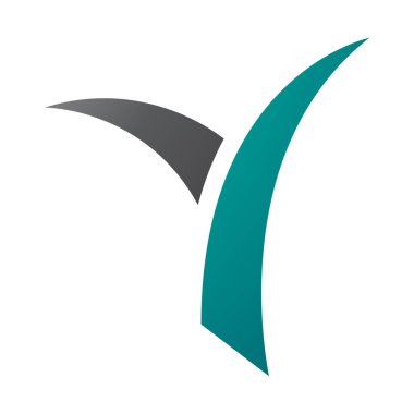 İran Yeşil ve Siyah Çimen Şekillendirilmiş Beyaz Arkaplanda Y Simgesi