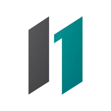 Beyaz Arkaplanda Paralelkenarlı Siyah ve Yeşil Harf N Simgesi